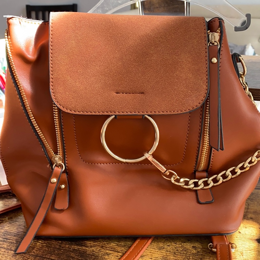 Brown Faux Leather backpack